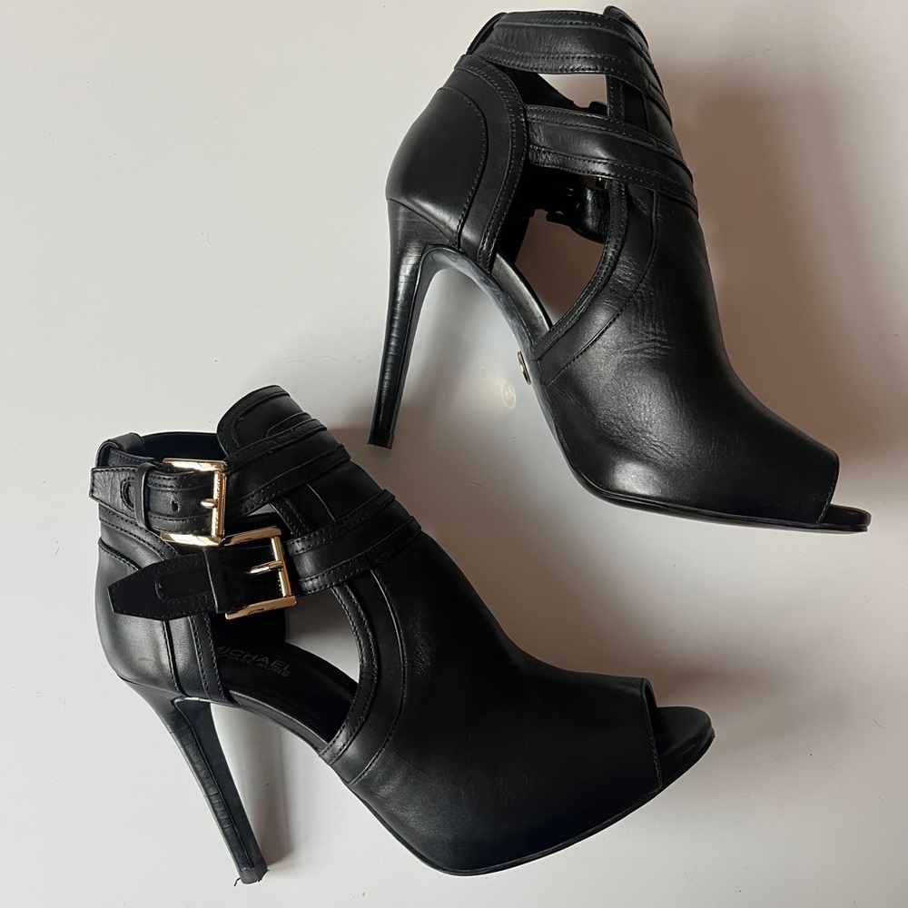 Michael Kors - Blaze Faux Leather Open-Toe Ankle Boot